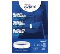 Avery Italia L4000-5 Braccialetti identificativi bianchi ultra resistenti 265x18mm, Laser, confezione 5ff