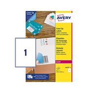 etichette adesive coprenti blockout - in carta - laser - permanenti - 199,6 x 289,1 mm - 1 et/fg - 25 fogli - bianco - a