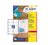 etichette adesive coprenti blockout - in carta - laser - permanenti - 99,1 x 57 mm - 10 et/fg - 25 fogli - bianco - aver