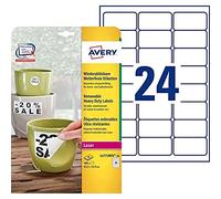 Avery Zweckform L4773REV-20 Weatherproof Labels / Re-Usable / 33.9 x 63.5 mm / 2
