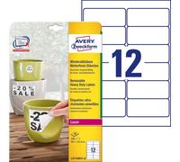 Avery Italia L4776REV-20, Etichette adesive bianche resistenti, poliestere, ades