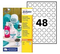 Etichetta adesiva rotonda - rimovibile - D 25 mm - 25 fogli (48 et/fg) - laser/inkjet - Avery