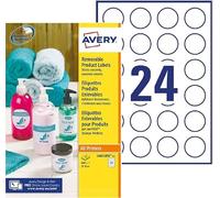 Etichetta adesiva rotonda - rimovibile - D 37 mm - 25 fogli (24 et/fg) - laser/inkjet - Avery
