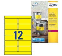 Etichetta in poliestere L6107 - adatta a stampanti laser - permanente - 99,1x42,3 mm - 12 etichette per foglio - giallo