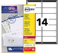 Avery Italia L7162-100 Etichette adesive in carta bianca, 100 fogli A4, rettangolari 99,1x33,9mm, 16 etichette per foglio, adesivo permanente, stampanti laser