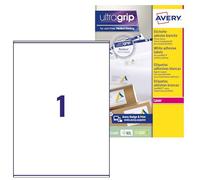 Avery Italia L7167-15 Etichette adesive in carta bianca, 15 fogli A4, rettangolari 199,6x289,1mm, 1 etichette per foglio, adesivo permanente, stampanti laser
