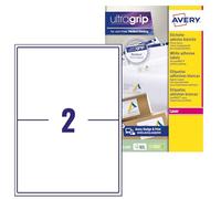 Avery Italia L7168-15 Etichette adesive in carta bianca, 15 fogli A4, rettangolari 199,6x143,5mm, 2 etichette per foglio, adesivo permanente, stampanti laser