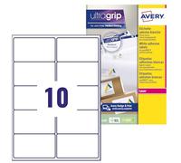 Avery Italia L7173-15 Etichette adesive in carta bianca, 15 fogli A4, rettangolari 99,1x57mm, 10 etichette per foglio, adesivo permanente, stampanti laser