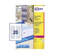 Avery Italia L7552-25 Etichette adesive trasparenti lucide, 25 fogli A4, rettang