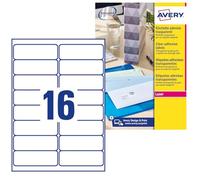 etichette poliestere trasparenti lucide avery quickpeel? 99,1x33,9 mm - 16 et/foglio - laser conf. 25 ff l7562-25