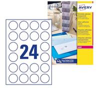 etichette poliestere trasparenti lucide avery quickpeel? tonde Ø 40 mm - 24 et/foglio - laser conf. 25 ff l7780-25