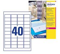etichette poliestere trasparenti lucide avery quickpeel? 45,7x25,4 mm - 40 et/foglio - laser conf. 25 ff l7781-25