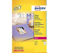 Avery Italia L7790-25 Etichette Lucide, Rotonde, 12 Etichette per Foglio, Diametro 60, 25 Fogli, Diametro 60 mm