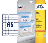 Avery Zweckform Avery etichette adesive resistenti a basse temperature - adesivo permanente - 38,1x28,1mm - 65 etichette per foglio - 25 fogli - stampa laser e inkjet - bianco carta L7971-25