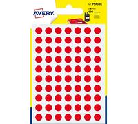 etichette rotonde colorate avery rosso Ø 8 mm - 70 et/foglio - scrivibili a mano - bustina da 7 fogli - psa08r
