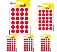 Avery Italia PSA15R Etichette Adesive Rotonde, A6, Rosso (Confezione da 5)
