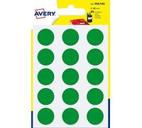 etichette rotonde colorate avery verde Ø 19 mm - 15 et/foglio - scrivibili a mano - bustina da 6 fogli - psa19v