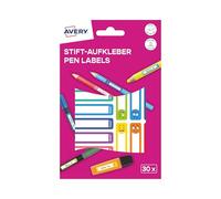 Avery Italia RESMI30S Etichette per penne smile per bambini, 50x10mm, 15 etichette per foglio, adesivo permanente, scrivibili a mano, confezione da 2 fogli