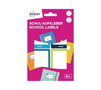 Avery Italia SCHOOL8G Etichette per la scuola, libri/quaderni, blu/verde, 68x46mm, 4 etichette per foglio, adesivo permanente, confezione da 2ff