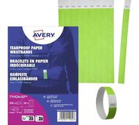 Avery Italia TYVGN-50 Braccialetti di identificazione in carta Tyvek® antistrappo - verde fluo - 500 pezzi