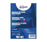 Avery Italia TYVRD-50 Braccialetti di identificazione in carta Tyvek® antistrappo - rosso fluo - 500 pezzi