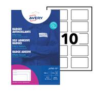 AVERY - J4785-15 - Etichette badge - in seta acetata - inkjet - rimovibili - 80 x 50 mm - 10 et-fg - 15 fogli - bianco - Avery - 103369 - Conf. da 1 Pz. - J4785-15