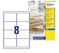 Poliestere adesivo J8565 trasparente 25fg A4 99,1x67,7mm (14et/fg) inkjet Avery