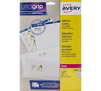 Avery JamFREE, etichette per indirizzi stampabili, personalizzabili, 38,1 x 21,2 mm, bianche, 65 etichette per foglio, 650 etichette vuote per confezione (L7651-10)