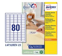 Etichetta adesiva L4732REV - removibile - adatta a stampanti laser - 35,6x16,9 mm - 80 etichette per foglio - bianco - A