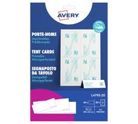 Avery L4795-20 - Segnatavolo stampabili, 2 pezzi su foglio, 180 x 60 mm, 190 g/mq, rif. L4795-20, 40 etichette, colore bianco
