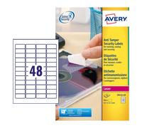 Avery L6113-20 Extra-Strong Adhesive Anti Tamper Security Labels, 48 Labels Per