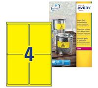 CF. 20 FG. ETICHETTE GIALLO FLUORESCENTI IN POLIESTERE 99,1X139 AVERY L6127-20