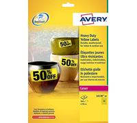 Avery L6128-20 Etichette in Poliestere, 40 Pezzi per Foglio, 20 Fogli, Diametro 30 mm, Giallo