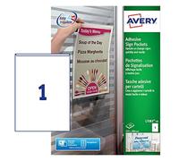 Avery L7083-10 Self-Adhesive Repositionable Clear Sign Pocket, 1 sign Per A4 She