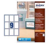 Avery L7108REV-20 Etichette per Prodotti Bianche Rimovibili, Rettangolari, 62 x
