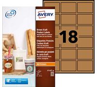 Avery L7110-20 Etichette per Prodotti in Carta Kraft, Effetto Cartone, Rettangolari, 62 x 42 mm, 20 ff, Marrone