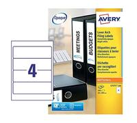 Avery L7171-100 Self-Adhesive Lever Arch File Labels, 4 Labels Per A4 Sheet, 100