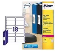 Avery L7172-25 Self-Adhesive Ring Binder File Labels, 18 Labels Per A4 Sheet,Whi