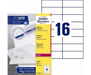 Avery L7182-100 Etichette per indirizzi 105 x 37 mm UG mm, confezione da 1600 pezzi.