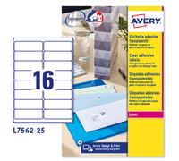 Poliestere adesivo L7562 trasparente 25fg A4 99,1x34mm (16et/fg) laser Avery