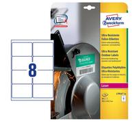 AVERY - L7914-10 - Etichette protezione e sicurezza - in PE - laser - permanenti - 99,1 x 67,7 mm - 8 et-fg - 10 fogli - bianco - Avery - 90223 - Conf. da 1 Pz. - L7914-10