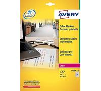 Avery L7950-20 Etichette adesive bianche per Identificare Cavi Elettrici, 45 x 40 mm, 24 etichette per Foglio, confezione da 20 Fogli, ultra resistenti, stampanti laser