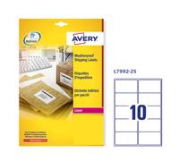 AVERY - L7992-25 - Etichette adesive extra strong L7992 - in poliestere - laser - permanenti - 99,1 x 57 mm - 10 et-fg - 25 fogli - bianco - Avery - 57809 - Conf. da 1 Pz. - L7992-25