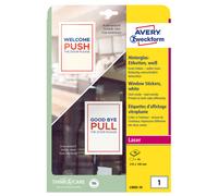 AVERY - L9002-10 - Etichette adesive per finestre - in carta - con pellicola - laser - rimovibili - 210 x 148 mm - 1et-fg - 10 fogli - bianco - Avery - 100677 - Conf. da 1 Pz. - L9002-10