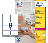 Etichetta adesiva L7165 - permanente - 99,1x67,7 mm - 8 etichette per foglio - bianco - Avery - conf. 100 fogli A4