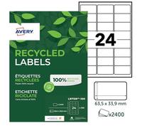 AVERY LR 7159-100 con 2400 etichette adesive (63,5 x 33,9 mm, 100% carta riciclata