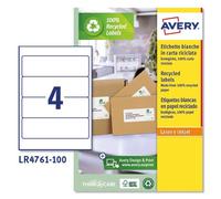 Avery LR4761-100 Self-Adhesive Recycled File Labels, 4 Labels Per A4 Sheet