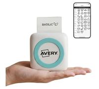 Avery Mini stampante termica Bluetooth BTPRINTER senza inchiostro batteria ricaricabile USB-C compatibile con rulli BTPRINTER-Rolls 55 x 30 mm App iLabel iOS Android