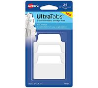Avery Multiuse Ultra Tabs, 2" x 1.5", 2-Side Writable, White, 24 Repositionable Tabs (74787)