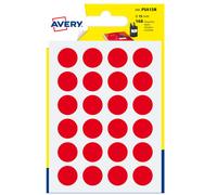 AVERY - PSA15R - Etichette adesive tonde PSA - in carta - permanenti - diametro 15 mm - 24 et-fg - 7 fogli - rosso - Avery - 83401 - Conf. da 1 Pz.
